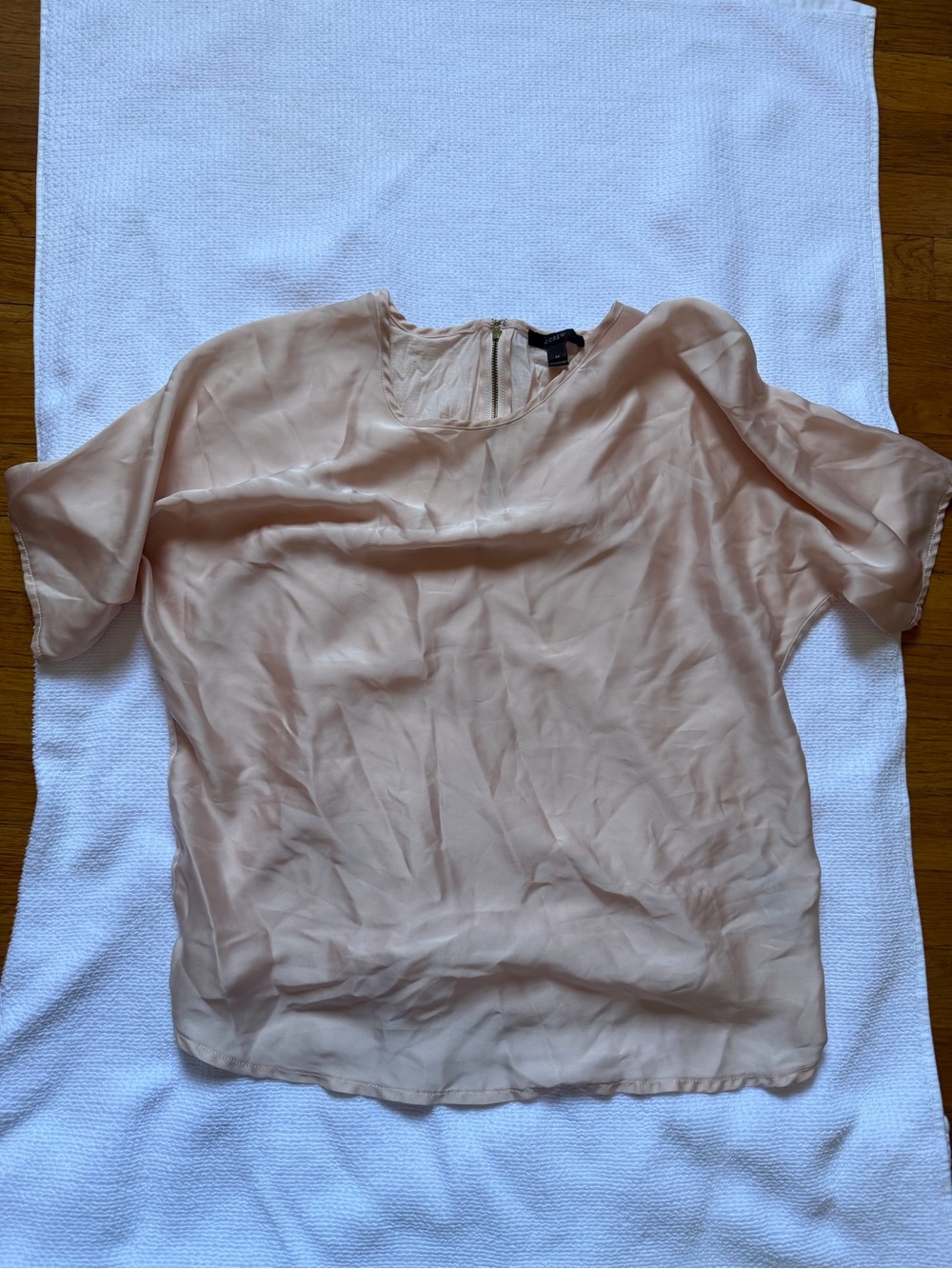 J. Crew Blush Short-Sleeve Silk-Like Blouse